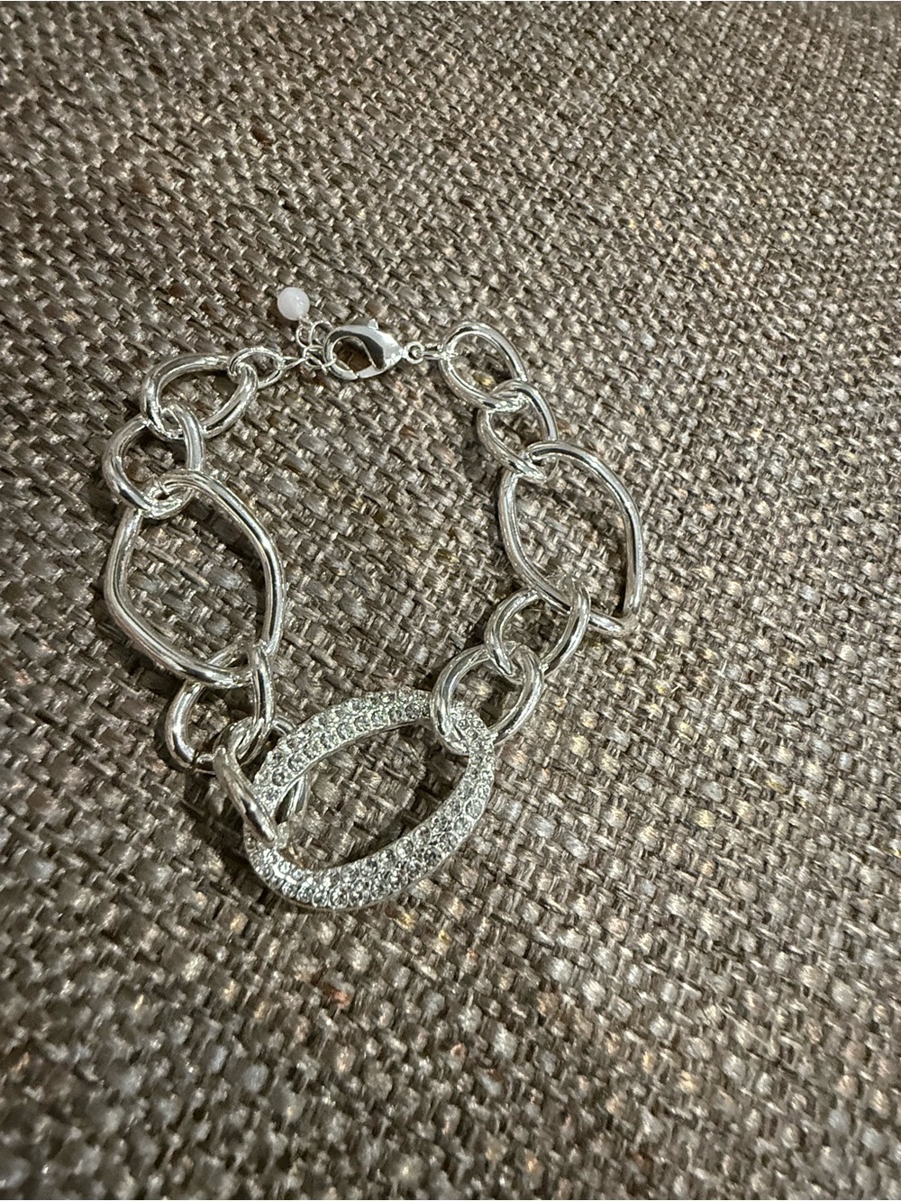 Avon Silver-Tone Pavé Oval Link Bracelet